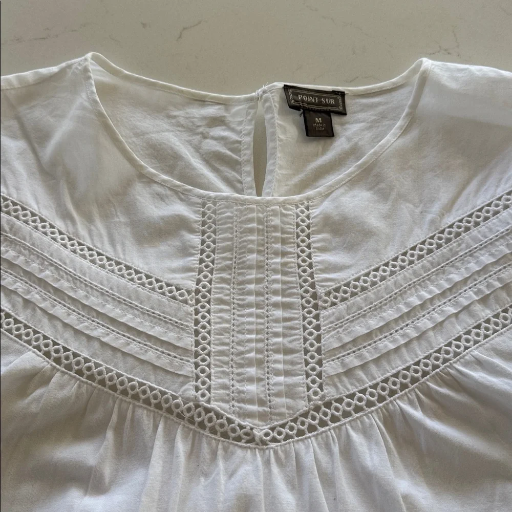 Jcrew Point Sur White Ruffled Women's Top. Size: M ✨